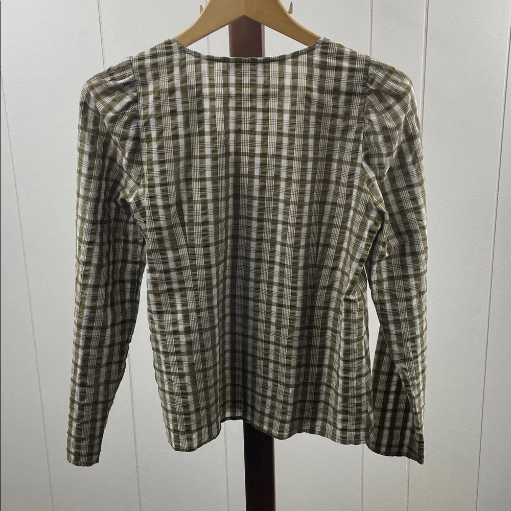 Madewell Westover Top in Sandown Plaid Weathered Olive